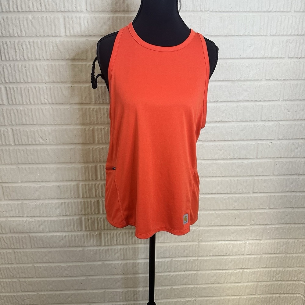 Carhartt Woman's Force Sun Defender Relaxed Fit Sz S Racerback Tank‎ Top UV Red
